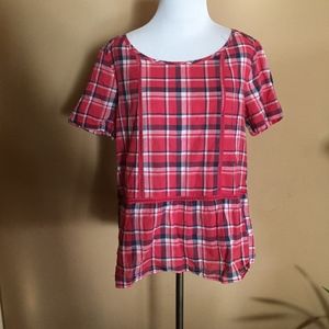 Anthropologie Maeve Red Plaid Top